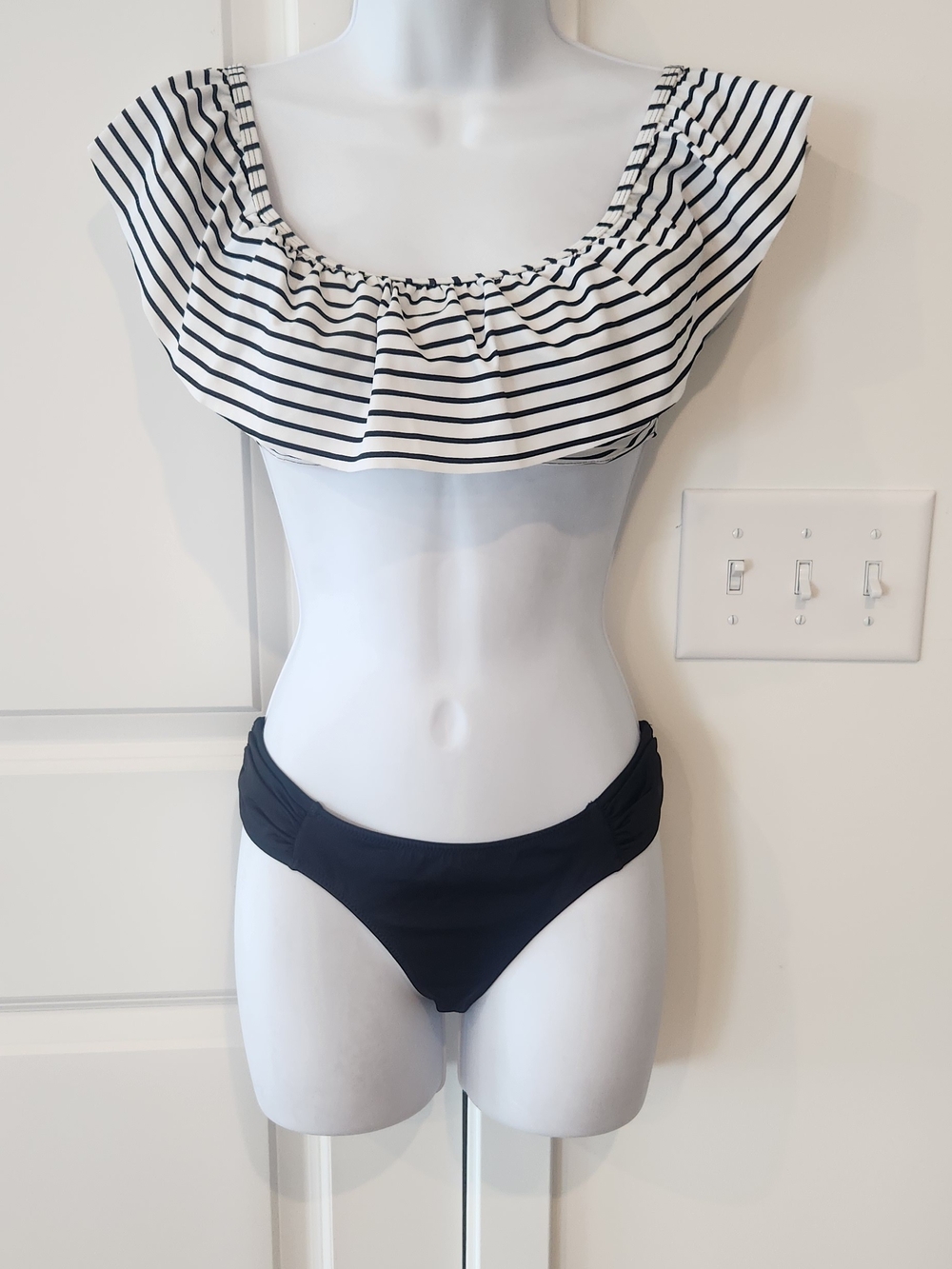 Victoria's Secret Black and White Striped Bikini Set